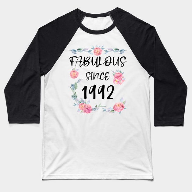 Women 29 Years Old Fabulous Since 1992 Flowers Baseball T-Shirt by artbypond